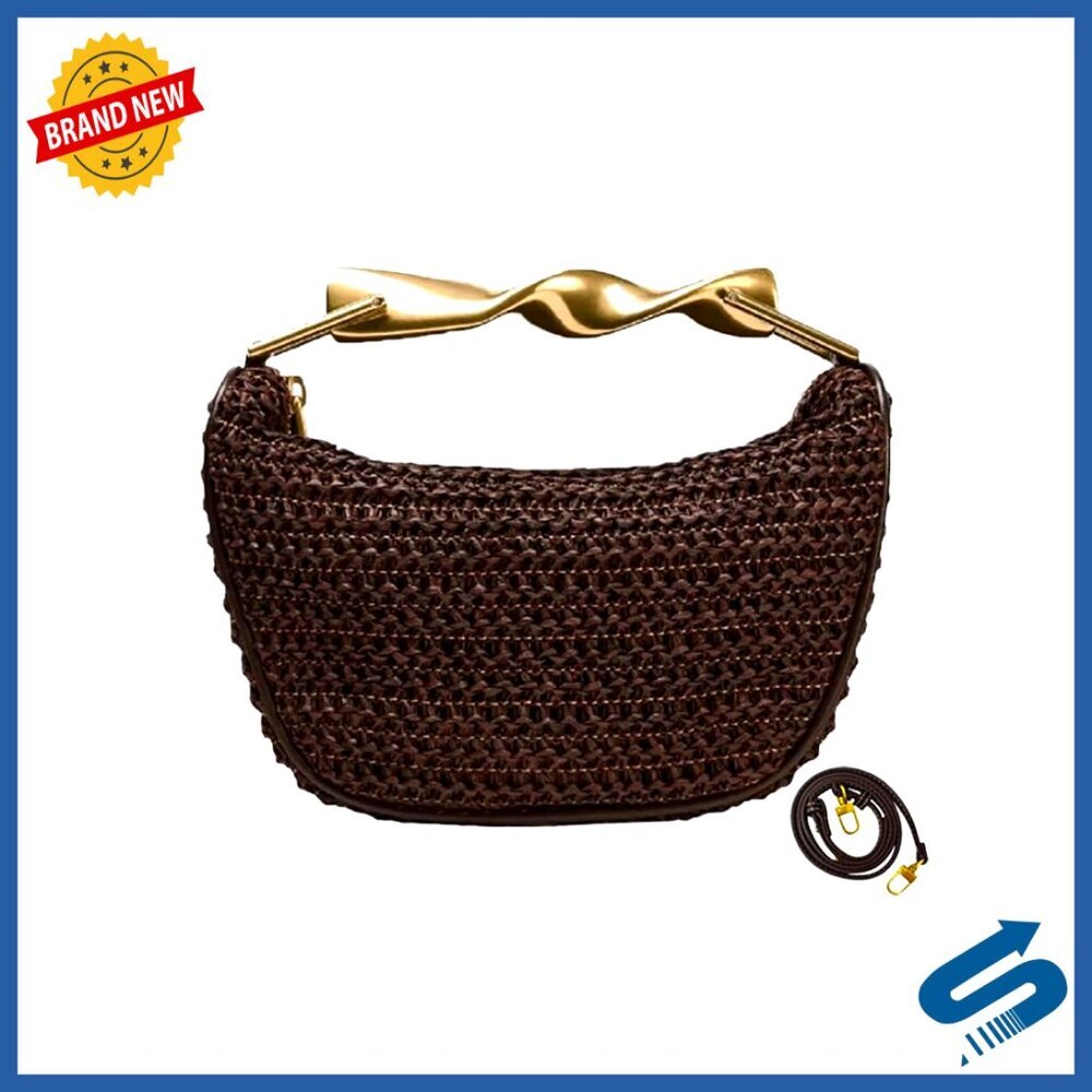 Straw Woven Crossbody Bag Mini Satchel Purse Boho Chic Summer Fashion Handbag